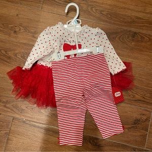 Little me dress and leggings nwt red white polka dot 6 months matching set